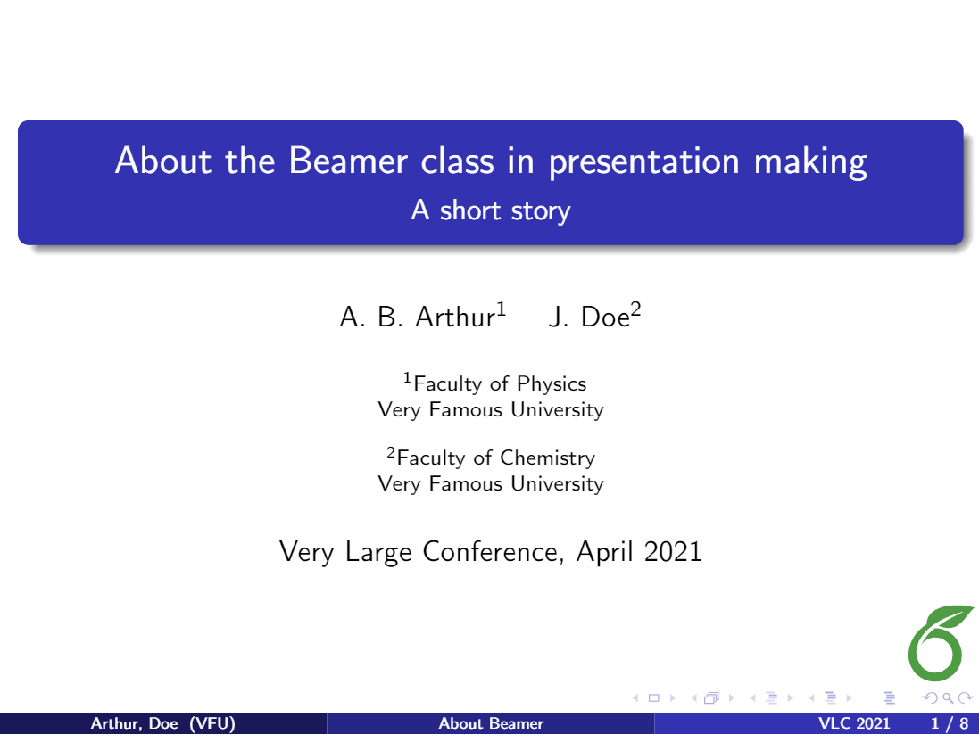 beamer presentation in overleaf